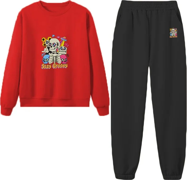 دوغ فش Tracksuit Oversize Slamtalk Printed Tracksuit,lover,couple Combination Red