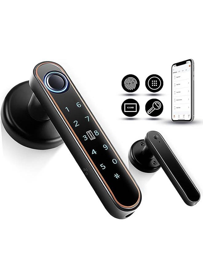 Hihonor Smart Fingerprint Door Handle Full-Function Five-in-One Fingerprint Door Lock Suitable for Bedroom Office Hotel Storage Room 2 Ic Cards  - Image 1