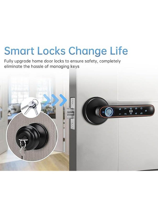 Hihonor Smart Fingerprint Door Handle Full-Function Five-in-One Fingerprint Door Lock Suitable for Bedroom Office Hotel Storage Room 2 Ic Cards  - Image 5