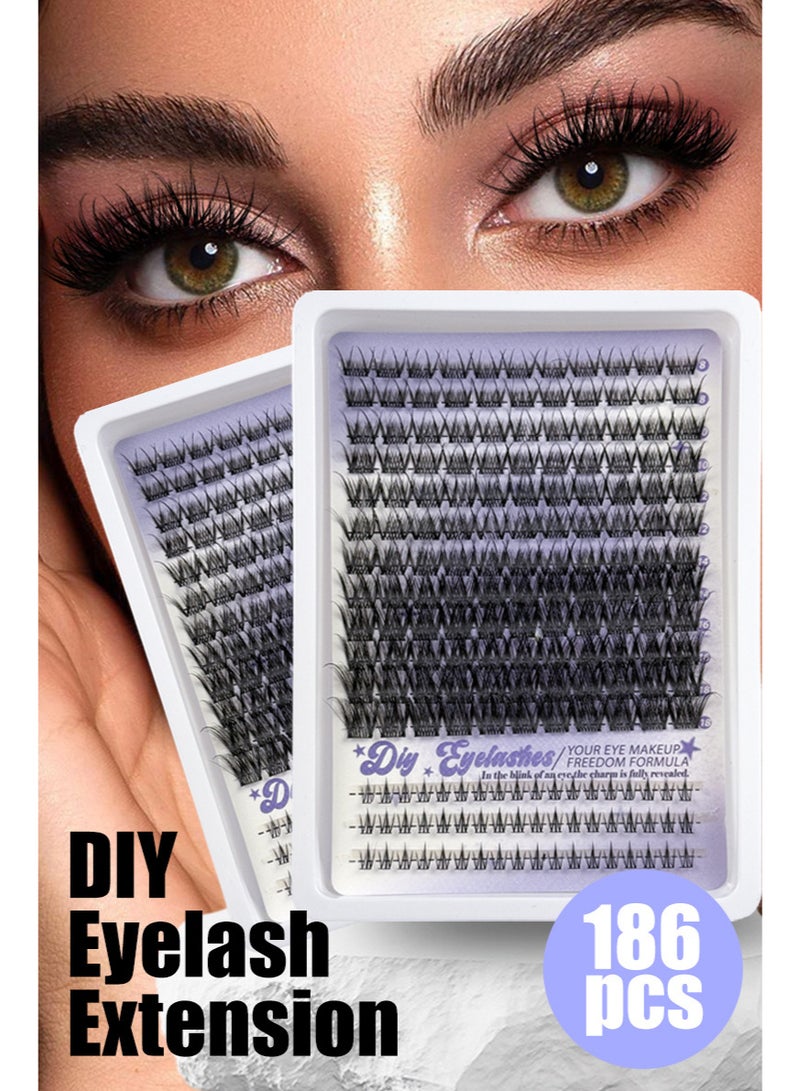 186-Cluster False Eyelash Set—7 Styles of Lash Extensions—Fluffy, Curled, Natural, and Voluminous (8-18mm) - Image 2