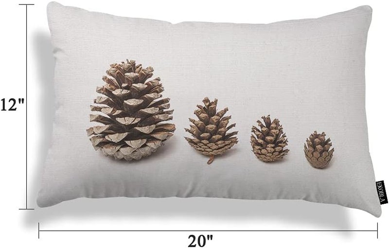 EKOBLA Pine Cones Rectangle Pillow Covers Pine Cone Evergreen Coniferous Forest Plant Brown Cotton Linen Throw Lumbar Pillow Case Cushion Cover Home Office Decorative 12x20 Inches - Image 5