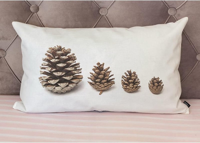 EKOBLA Pine Cones Rectangle Pillow Covers Pine Cone Evergreen Coniferous Forest Plant Brown Cotton Linen Throw Lumbar Pillow Case Cushion Cover Home Office Decorative 12x20 Inches - Image 4
