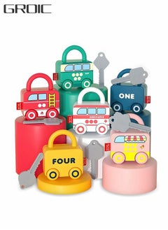 GROIC Kids Learning Lock With Key, Number Matching And Counting, Montessori Educational Toy, Preschool English Word Toy Set, Transport Car  - Image 1