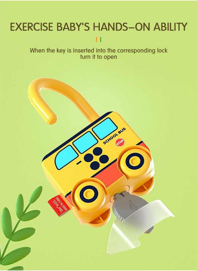 GROIC Kids Learning Lock With Key, Number Matching And Counting, Montessori Educational Toy, Preschool English Word Toy Set, Transport Car  - Image 3