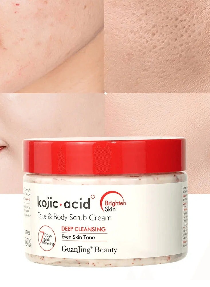 GUANJING Kojic Acid Face Body Scrub Cream Beep Cleansing Even Skin Tone - Image 2
