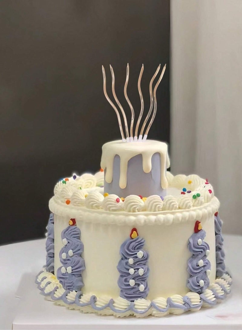 Birthday Decorations 6-piece candle set with a modern wavy design that adds a unique and distinctive touch to the cake. - Image 2