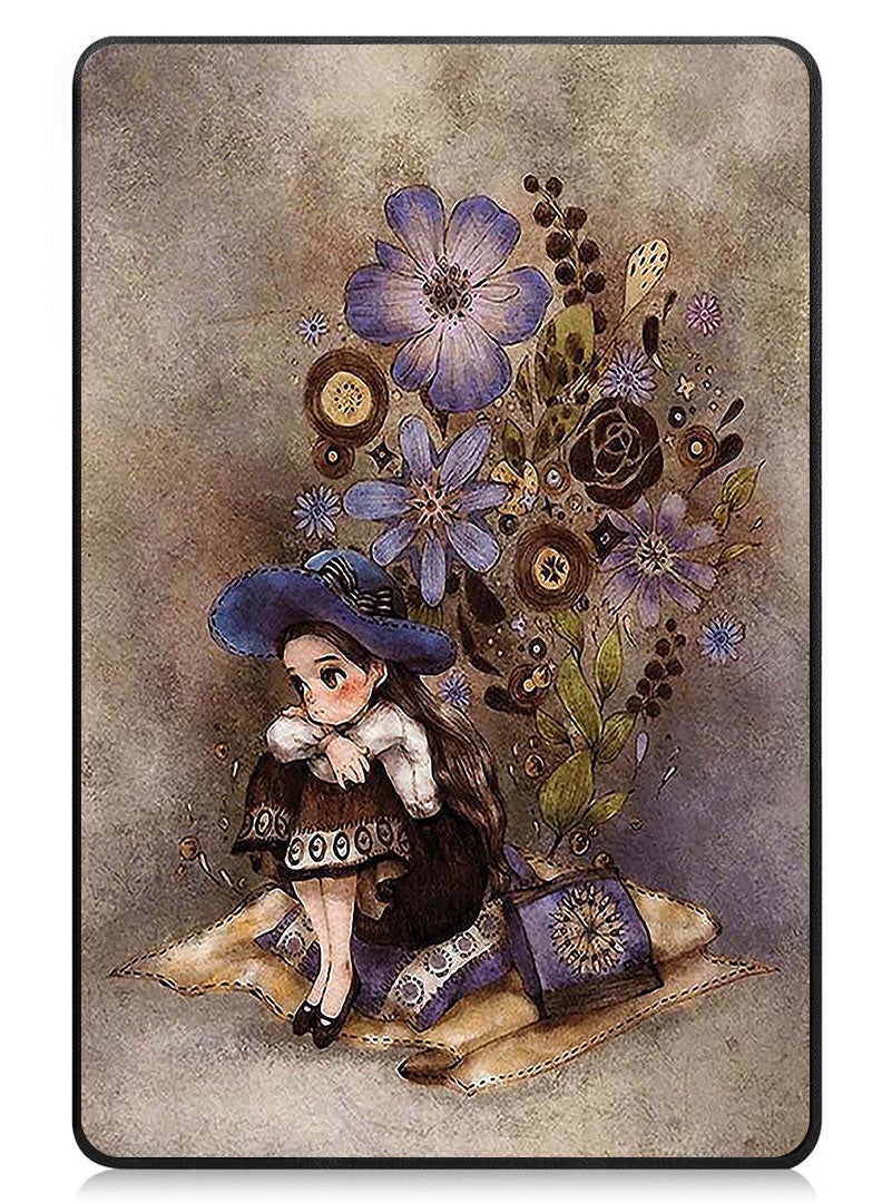 Theodor Protective Flip Case For Lenovo Xiaoxin Pad (2024) With Trifold Stand Auto Wake Sleep Shockproof Cover Little Girl Thinking - Image 1