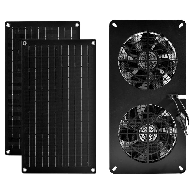20W Solar Fan Powered Exhaust Fan for Chicken Coops Greenhouses Sheds Pet Houses and Windows Waterproof and Plug Play Easy Connector