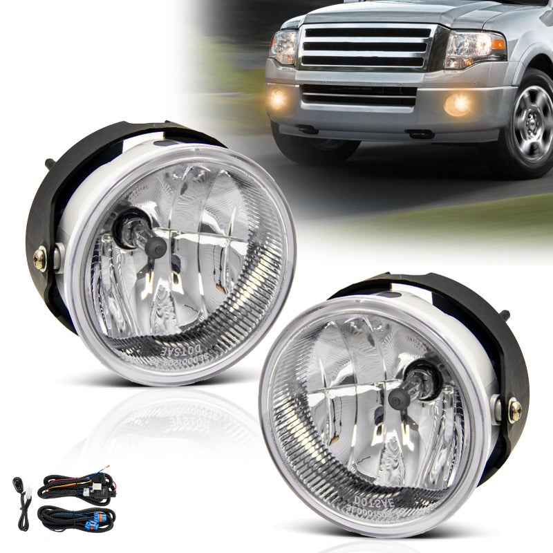 SPIEGEER Fog Lights for 2007 2008 2009 2010 2012 2013 2014 Ford Expedition Assembly Replacement Kit for 2008 2009 2010 2011 Ford Ranger with Wiring Switch H10 12V 42W Halogen BulbsClear Lens