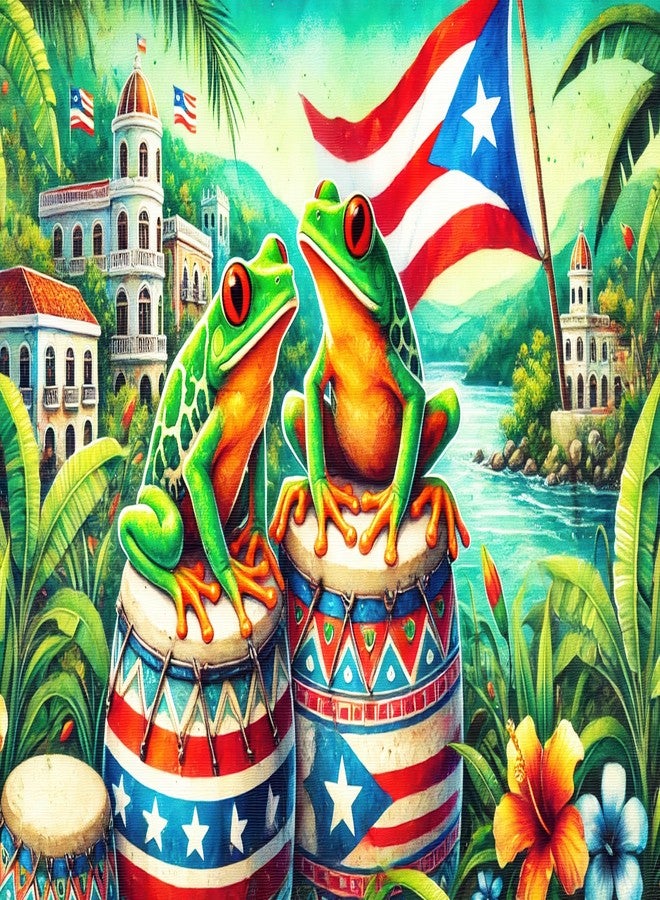 BlissYard Frog Banner Puerto Rico Frog Banner 71x43 Inch Backdrop Party Decor Party Photography Background Indoor Outdoor Porch Sign Birthday Puerto Rico-Inspired Wall Decoration for Home and Events - Image 3