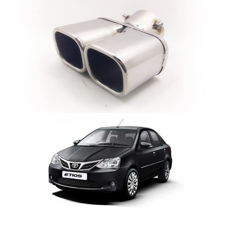 Oshotto Stainless Steel SS-010 Car Exhaust Muffler Silencer Cover Compatible with Toyota Etios (Chrome) - Image 1
