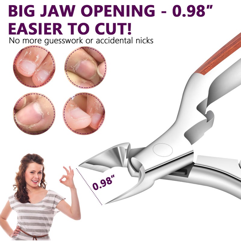AONOLOVO Cuticle Trimmer Extra Sharp, Upgraded 0.98 Inch Jaw Professional Cuticle Nippers Stainless Steel Cuticle Cutter Remover Nail Art Dead Skin Clipper Pedicure Manicure Nail Tool - Image 2