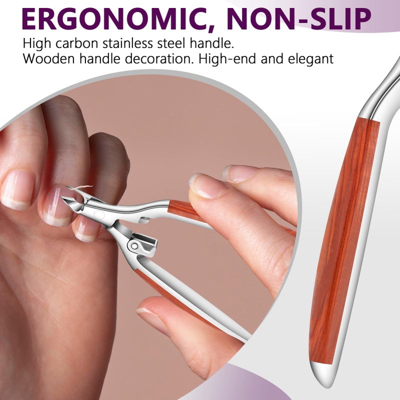 AONOLOVO Cuticle Trimmer Extra Sharp, Upgraded 0.98 Inch Jaw Professional Cuticle Nippers Stainless Steel Cuticle Cutter Remover Nail Art Dead Skin Clipper Pedicure Manicure Nail Tool - Image 5