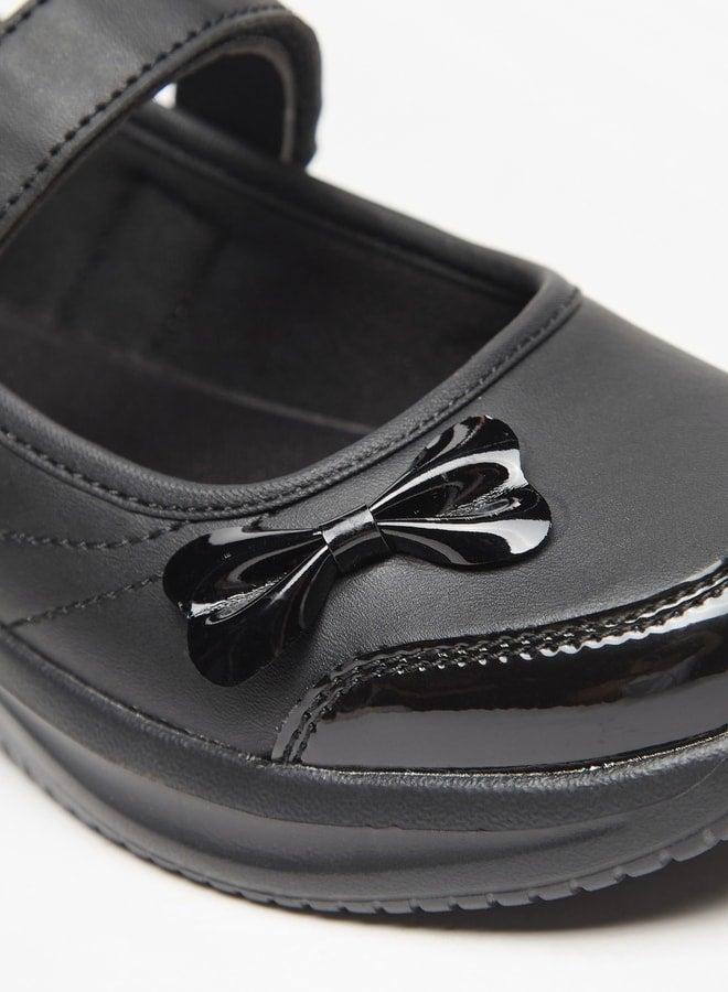 Dash Bow Accent Mary Jane School Shoes with Hook and Loop Closure - Image 5