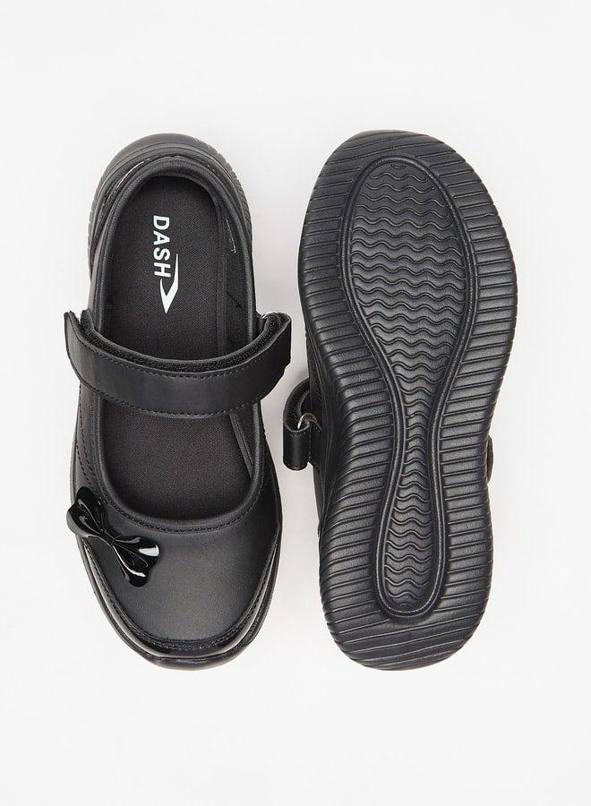 Dash Bow Accent Mary Jane School Shoes with Hook and Loop Closure - Image 4