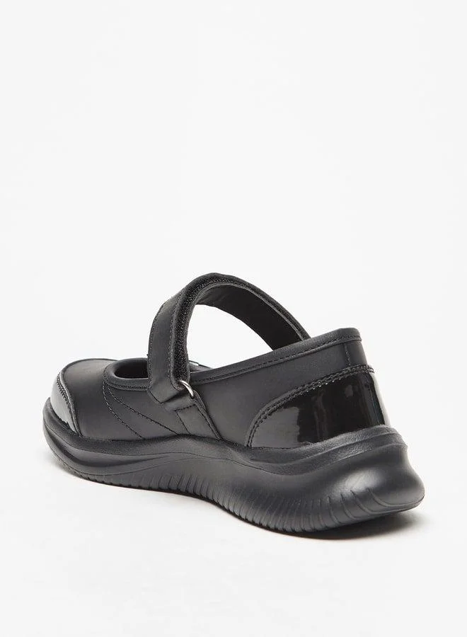Dash Bow Accent Mary Jane School Shoes with Hook and Loop Closure
