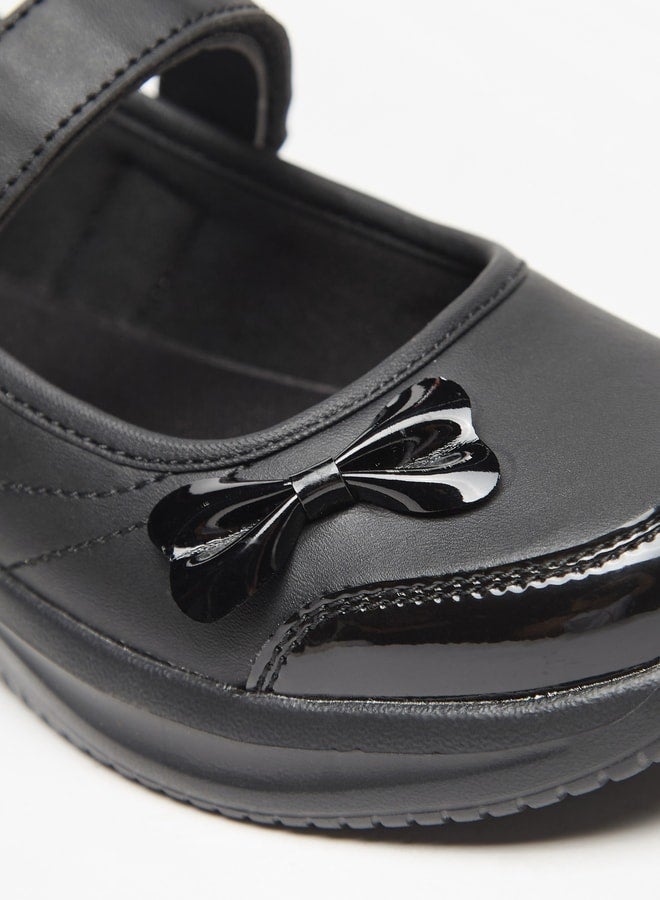 Dash Bow Accent Mary Jane School Shoes with Hook and Loop Closure  - Image 5