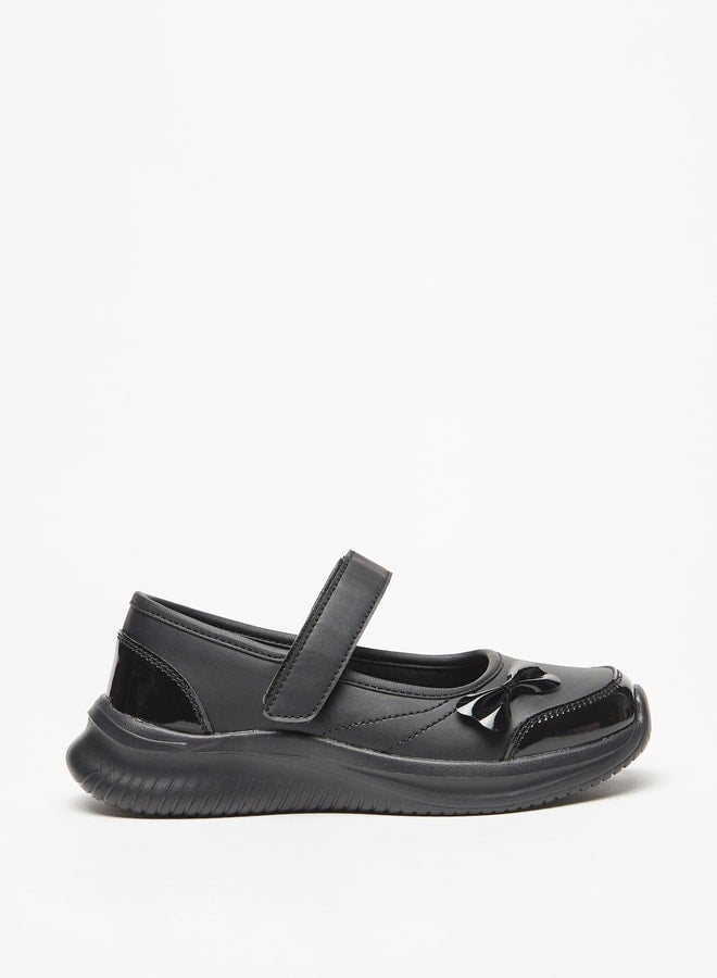 Dash Bow Accent Mary Jane School Shoes with Hook and Loop Closure  - Image 3