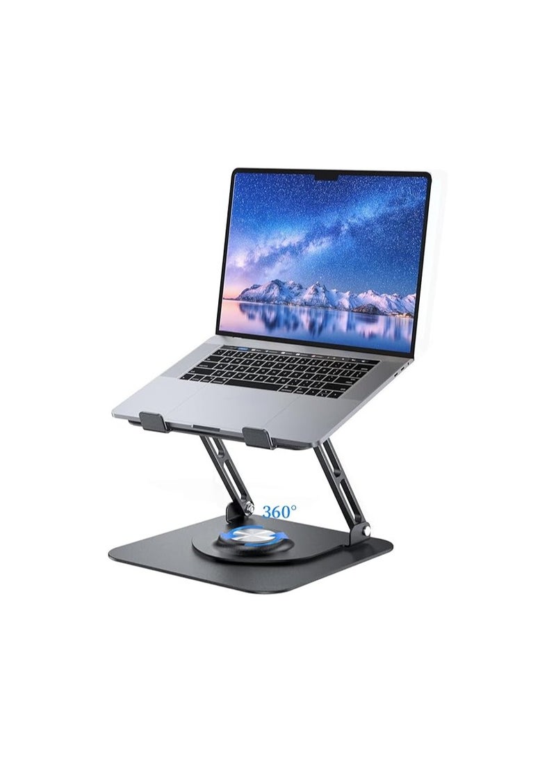 Generic Adjustable Laptop Stand with 360° Rotating Base – Ergonomic Foldable Aluminum Holder for 10-17.3 Inch Laptops, Silver  - Image 1