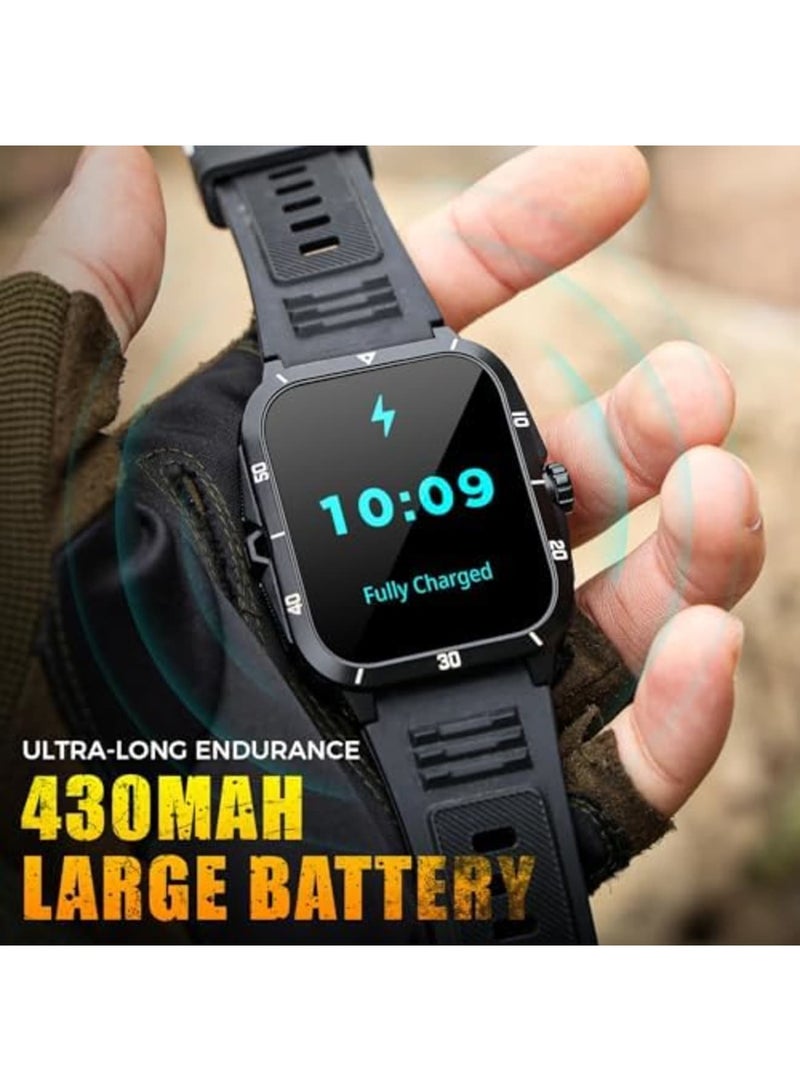 SYOSI Military Smart Watch for Men 3ATM Waterproof Watch 2.0'' Big Screen Tactical Smartwatch 430mAh Fitness Tracker with Heart Rate Sleep Monitor Outdoor Answer Call for iPhone Android - Image 4