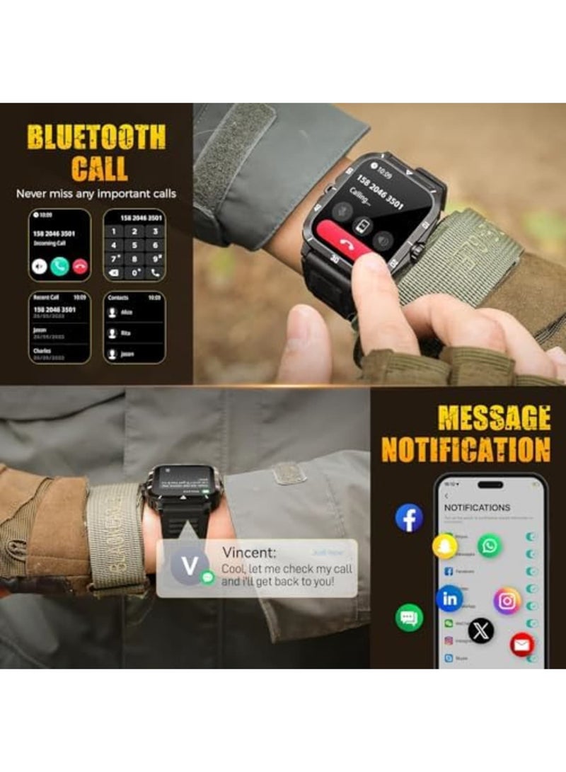 SYOSI Military Smart Watch for Men 3ATM Waterproof Watch 2.0'' Big Screen Tactical Smartwatch 430mAh Fitness Tracker with Heart Rate Sleep Monitor Outdoor Answer Call for iPhone Android - Image 5