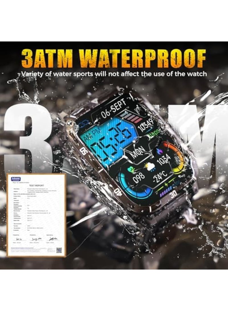 SYOSI Military Smart Watch for Men 3ATM Waterproof Watch 2.0'' Big Screen Tactical Smartwatch 430mAh Fitness Tracker with Heart Rate Sleep Monitor Outdoor Answer Call for iPhone Android - Image 2