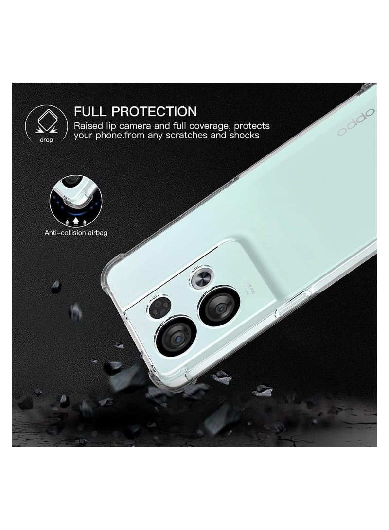 Pack Of 3 for OPPO Reno 8 Pro 5G Case, with 2 Tempered Glass Screen Protector TPU Ultra Soft Air Cushion Anti-Yellow Anti-Scratch Shockproof Protective Shell Corner Cover OPPO Reno 8 Pro 5G, Clear - Image 3