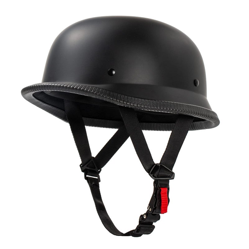 German Style Motorcycle Helmet Thin Skull Cap Half Helmet for Adult Men Women Novelty DOT Half Shell Helmet Retro Half Face Helmet for Cruiser Scooter Chopper DOT Approved Matte Black Large
