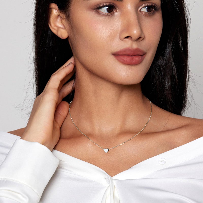 Zeffy Tiny Heart Necklace Sterling Silver Dainty Cute Heart Choker Necklaces Simple Heart Pendant Necklace Trendy Jewelry for Women - Image 5