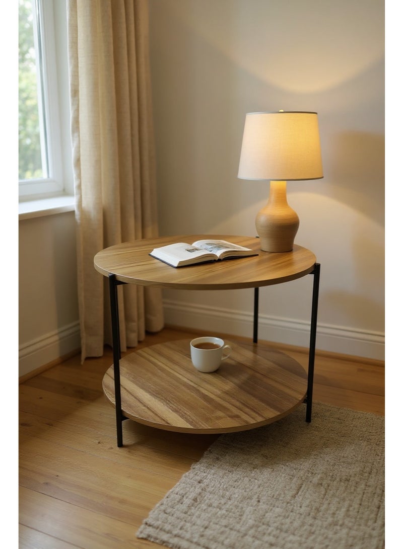 Living Elegant circular wooden table, size 54* 41 cm - Image 1