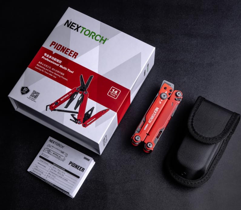 Nextorch Pioneer Mt20 14-In-1 Multi-Tools Full-Size Versatile Multi-Tool Set With Scissors Needle Nose Pliers Pocket Clip Multi-Tool (Red) - Image 2