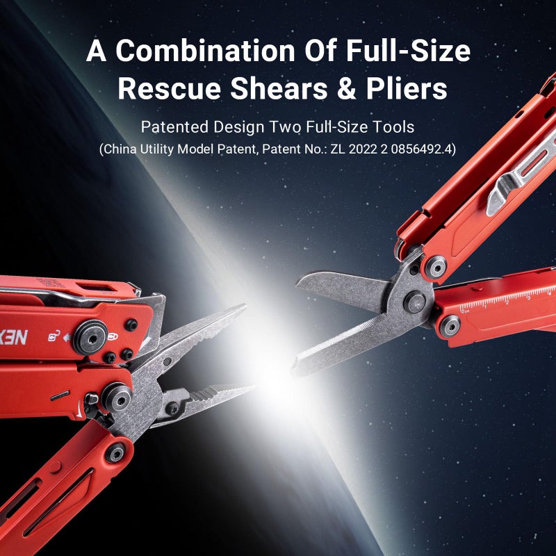 Nextorch Pioneer Mt20 14-In-1 Multi-Tools Full-Size Versatile Multi-Tool Set With Scissors Needle Nose Pliers Pocket Clip Multi-Tool (Red) - Image 5