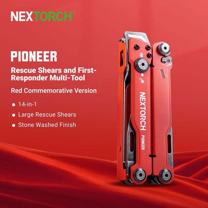 Nextorch Pioneer Mt20 14-In-1 Multi-Tools Full-Size Versatile Multi-Tool Set With Scissors Needle Nose Pliers Pocket Clip Multi-Tool (Red) - Image 3