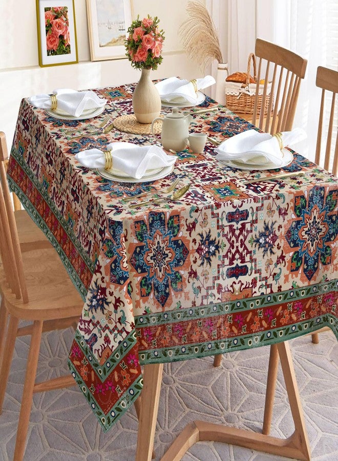 Hexagram Boho Tablecloth 60x84 Inches Rectangle Summer Rustic Vintage Waterproof Table Cloth for Kitchen Home Party Dinner Decorations - Image 3