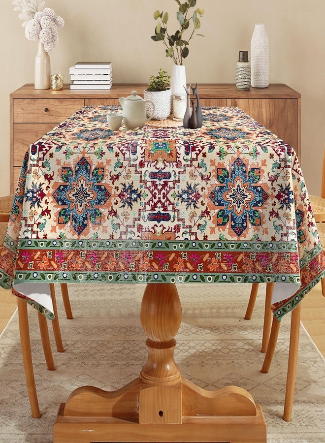 Hexagram Boho Tablecloth 60x84 Inches Rectangle Summer Rustic Vintage Waterproof Table Cloth for Kitchen Home Party Dinner Decorations - Image 2