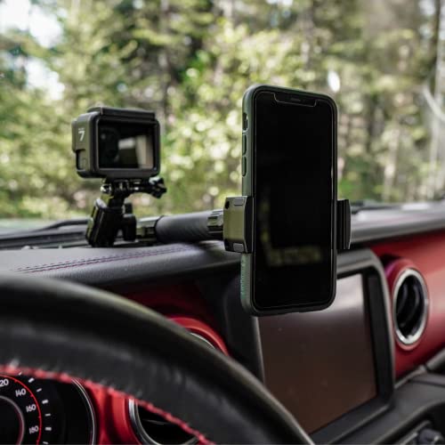 Bulletpoint Dash Mount Cell Phone Holder Compatible with 2018-2023 Jeep Wrangler JL (NOT 4xe) & 2020-2023 Jeep Gladiator 2 Mounts for Action Camera & GPS Compatible with iPhone & Android (Driver Side) - Image 2