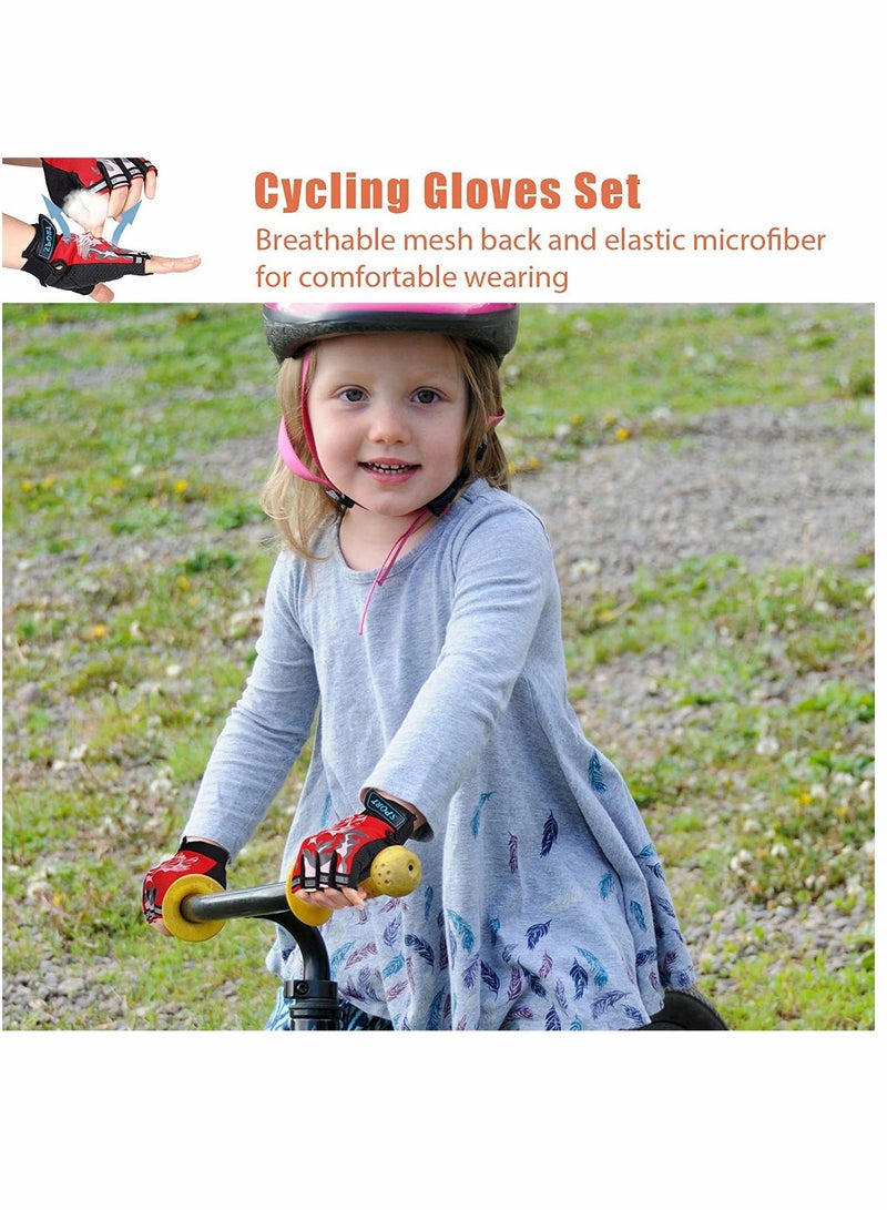 Kids Fingerless Cycling Gloves Children Half Finger Sport Breathable Nonslip Shock Absorbing Child Riding Bike for Girl Boy Fishing Roller Skating Hunting Climbing