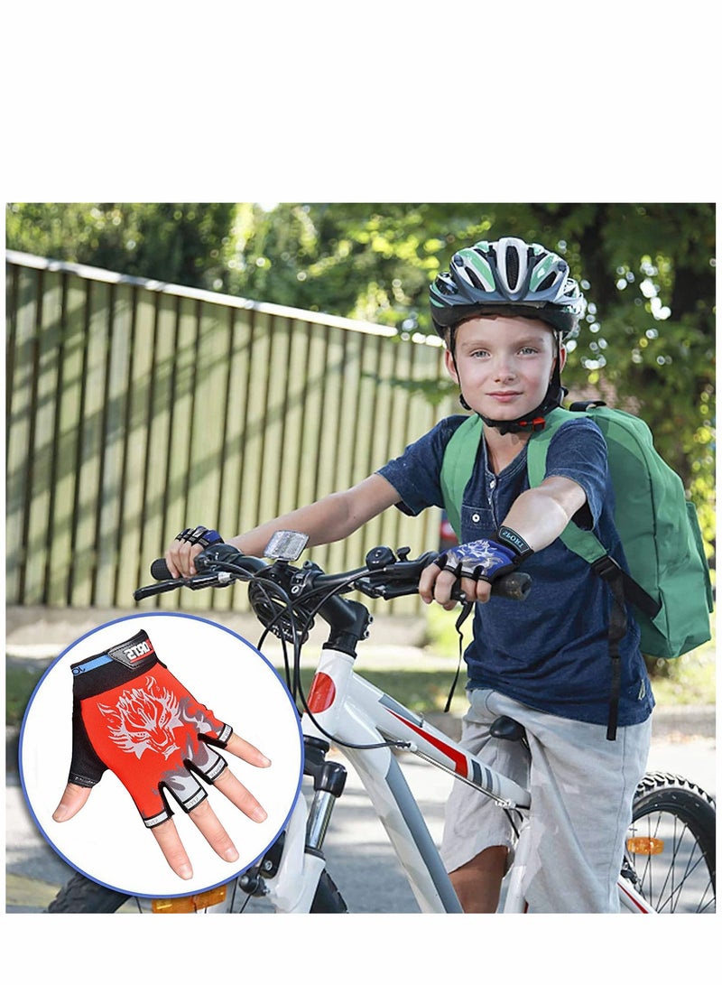Kids Fingerless Cycling Gloves Children Half Finger Sport Breathable Nonslip Shock Absorbing Child Riding Bike for Girl Boy Fishing Roller Skating Hunting Climbing