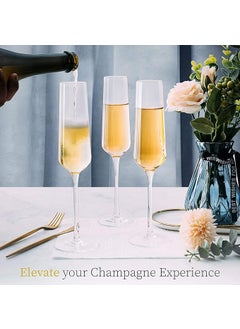 NeWine NeWine Elegant and Stylish Long Stem Champagne Flutes Crystal Champagne Premium Glass Unique Wine Glass 250ml Set of 6  - Image 5