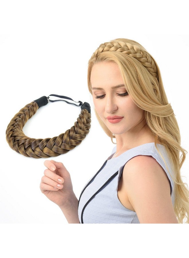 DIGUAN Huge 2 Strands Thick Synthetic Hair Braided Headband Classic Chunky Plaited Braids Elastic Stretch Hairpiece Women Girl Beauty Accessory 4Oz (Claybank) - Image 1
