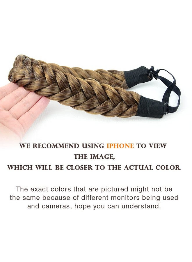 DIGUAN Huge 2 Strands Thick Synthetic Hair Braided Headband Classic Chunky Plaited Braids Elastic Stretch Hairpiece Women Girl Beauty Accessory 4Oz (Claybank) - Image 2