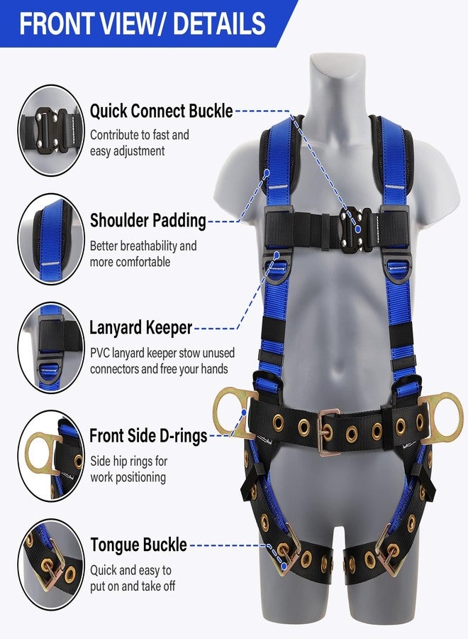 TT TRSMIMA Trsmima Safety Harness Fall Protection - Roofing Full Body Harness Men Construction Work Safety Belt Tongue Leg Buckle Quick Connected Chest Buckle - Image 2