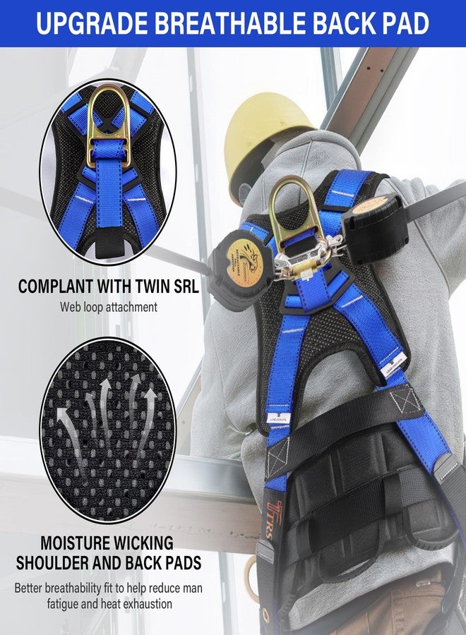 TT TRSMIMA Trsmima Safety Harness Fall Protection - Roofing Full Body Harness Men Construction Work Safety Belt Tongue Leg Buckle Quick Connected Chest Buckle - Image 5