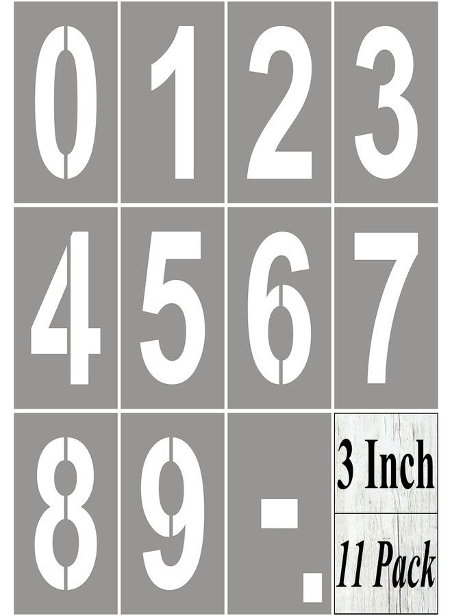 REOLAN 3 Inch Large Number Stencils for Painting - 11 Pack Number Stencil Templates for Curb Address, Cakes, Cookies, Mailboxes and Crafts, Reusable House Numbers Stencils for Wood Signs & Cement Wall Art - Image 1