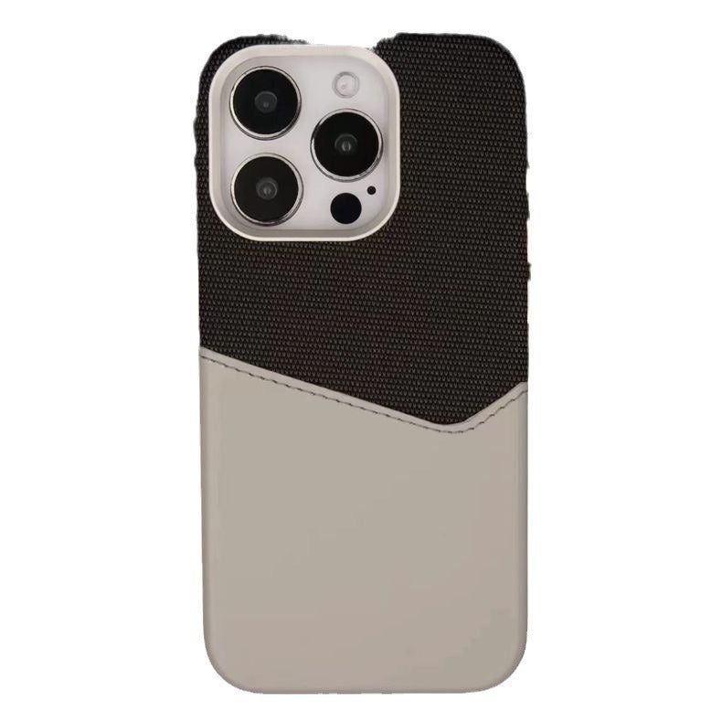 Suitable for Apple 17Promax Card-Inserting Strong Magnetic Card Holder Phone Case Iphone16 Plain Leather Splicing Protective Cover High-End - Image 2