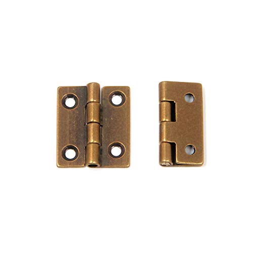 Mcredy Small Hinges for Wooden Box,1 Inch Mini Hinge with Mounting Screws Butt Hinges Bronze,Pack of 6 - Image 2