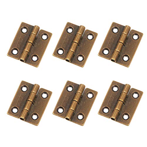 Mcredy Small Hinges for Wooden Box,1 Inch Mini Hinge with Mounting Screws Butt Hinges Bronze,Pack of 6 - Image 4