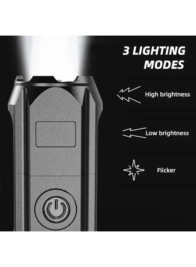 1pc Ultra Bright Rechargeable LED Flashlight Portable Zoomable 3 Modes Durable ABS USB Powered for Camping Outdoor - Image 4