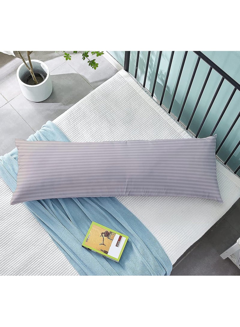 DubaiGallery Long Body Pillow 1pc, Fabric: 100% Polyester 85 GSM Microfiber 1 cm Stripe Super Soft, Filling: 1300 gm Hollow Fiber Comfort Size: 45 x 120 cm  - Image 1
