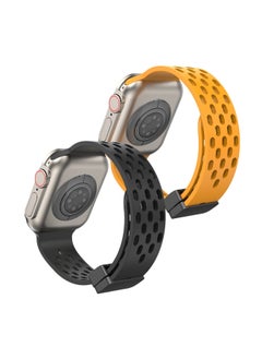 2 Pack Magnetic Buckle Silicone Bands Compatible With Apple Watch 42mm 44mm 45mm 49mm Series 9/8/7/SE/6/5/4/3/2/1 IWatch Ultra/Ultra 2/Strap Adjustable Wristbands Hole design Silicone Strap